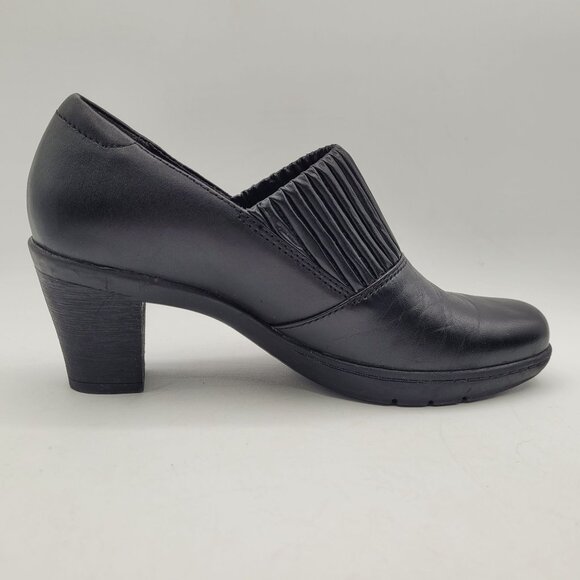 Clarks Bendables Thoughtful Q Womens 6 Vamp Shooties Chunky Heels Slip On Black - Picture 5 of 12